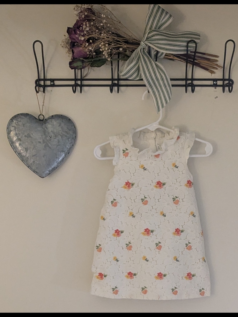 Janie and Jack White Floral Lace Shift Dress with Pink and Yellow Blooms